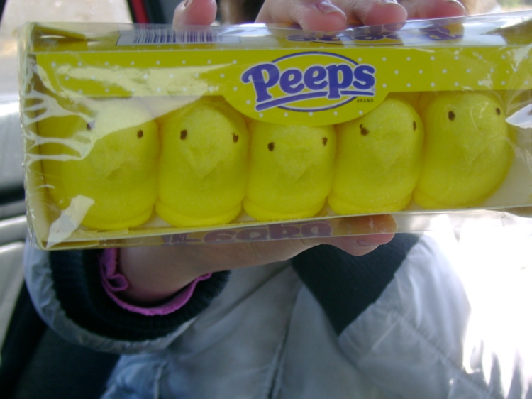 A bright yellow box of freakishly cute peeps.